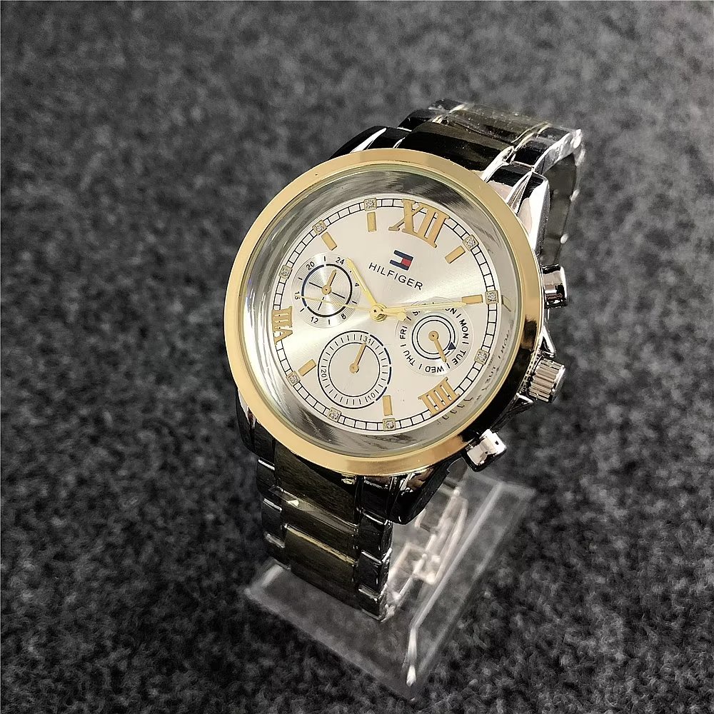 Đồng Hồ Đeo Tay Tommy Hilfiger Mặt Tròn Đính Đá Thời Trang Cho Cặp Đôi