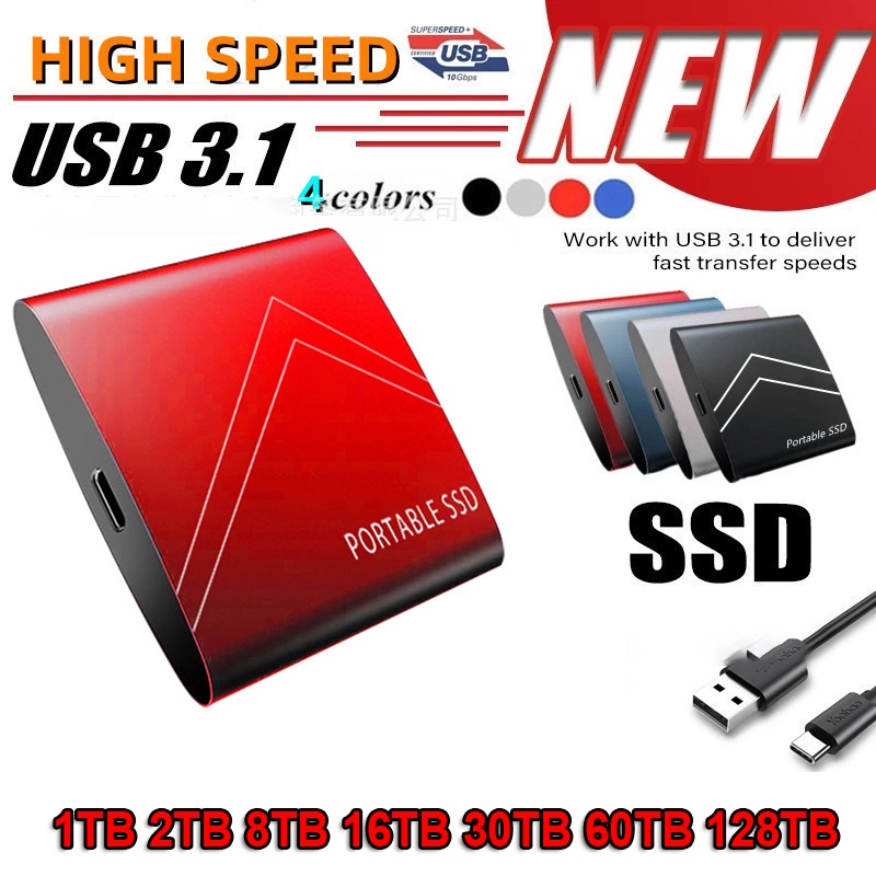 Ổ Cứng Ngoài SSD 1TB 2TB 8TB 16TB 30TB 60TB 128TB USB 3.1 Tốc Độ Cao Cho Mac Laptop