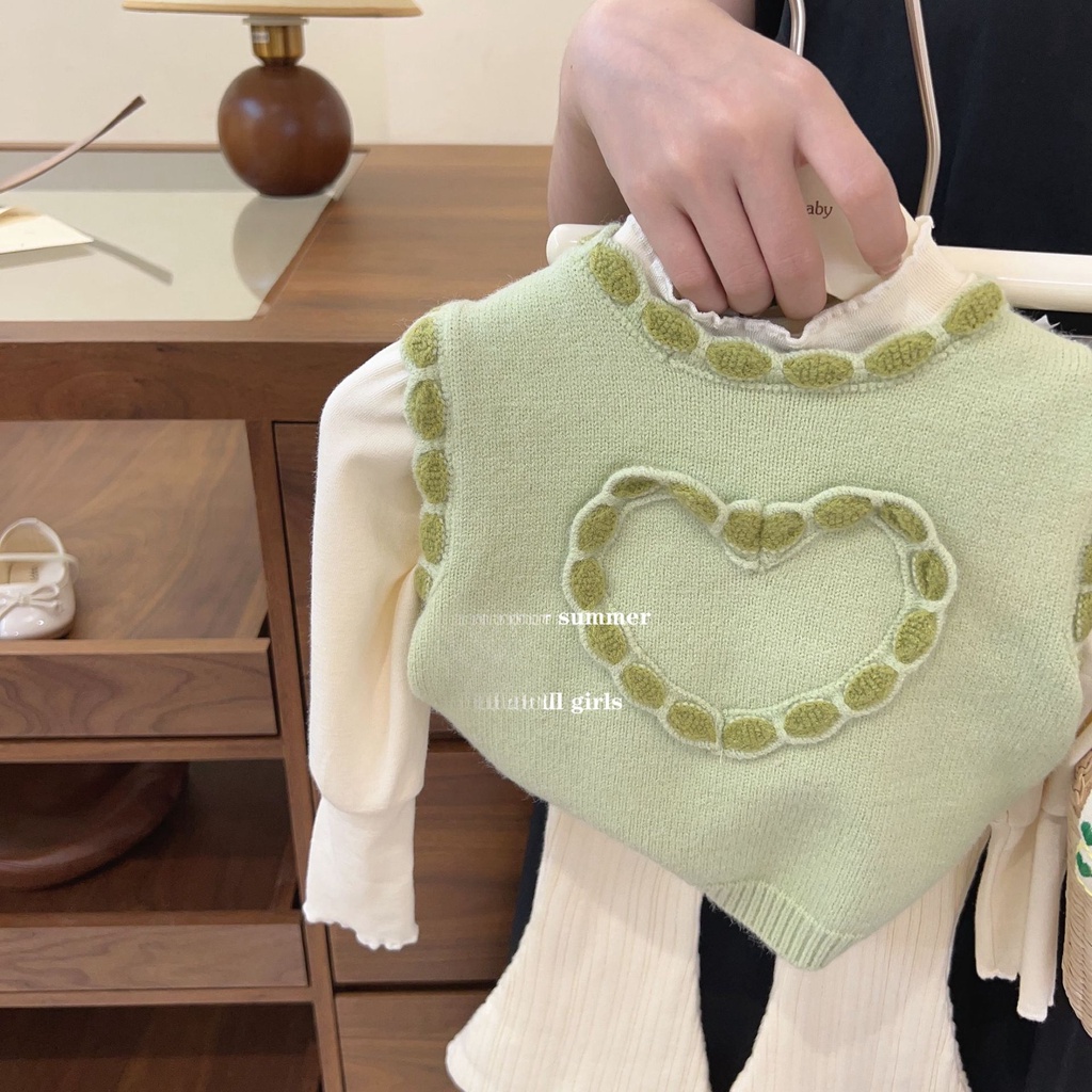 Áo Khoác Dệt Kim Không Tay Phong Cách Hàn Quốc Thời Trang Mùa Thu 2023 Mới Cho Bé Gái HTQ3