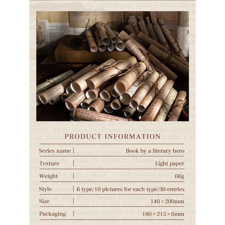 Set 30 Tờ Giấy Viết Chữ Tiếng Anh Phong Cách Vintage Sáng Tạo DIY