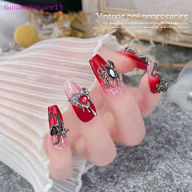 Set 10 Phụ Kiện Trang Trí Móng Tay Nghệ Thuật 3D Bằng Hợp Kim Phong Cách Punk Halloween
