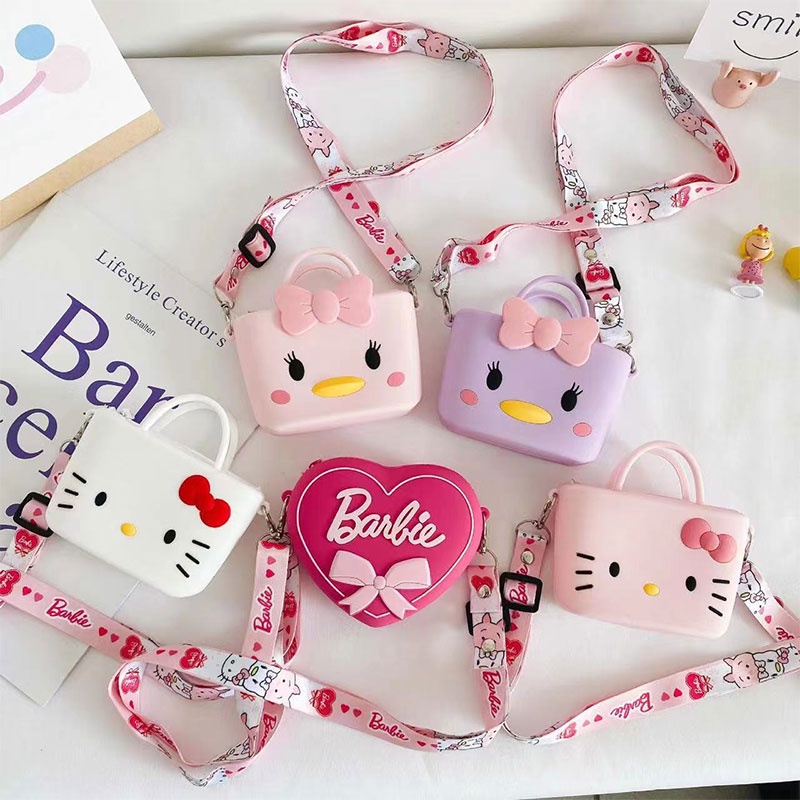 Túi Đeo Chéo Vai Bằng Silicon Hình Vịt Hello Kitty Phong Cách Hàn Quốc Dễ Thương Cho Trẻ Em
