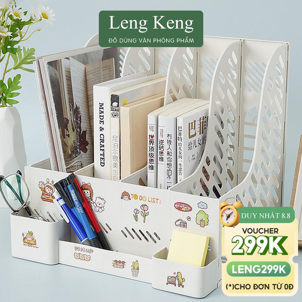 Khay đựng tài liệu Leng Keng kệ đựng tài liệu văn phòng A4 4 ngăn để bàn lưu trữ sách vở văn phòng phẩm KTL03