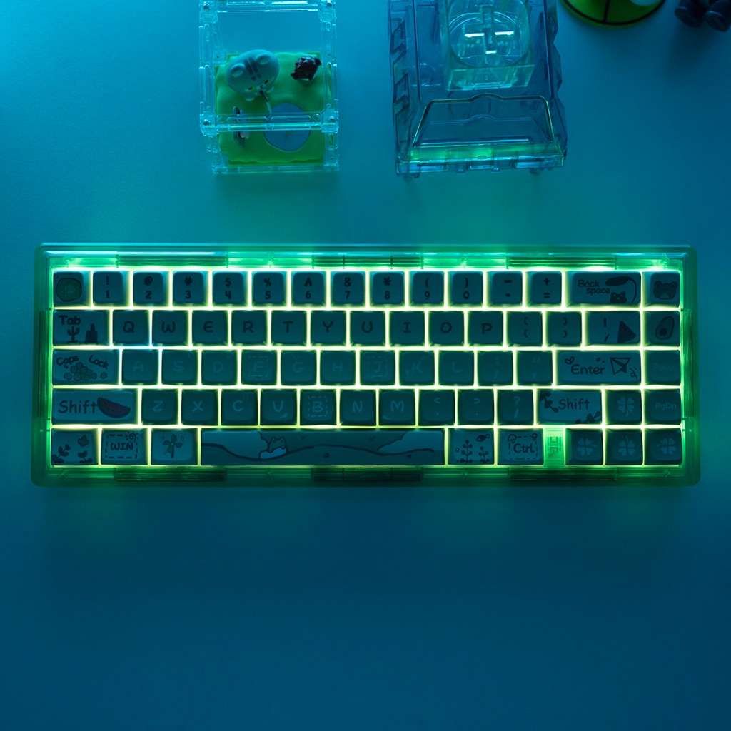 Ếch Nhỏ Keycaps MDA Profile Hoạt Hình Chủ Đề Mùa Hè PBT Dye Sub Bàn Phím Cơ Keycap