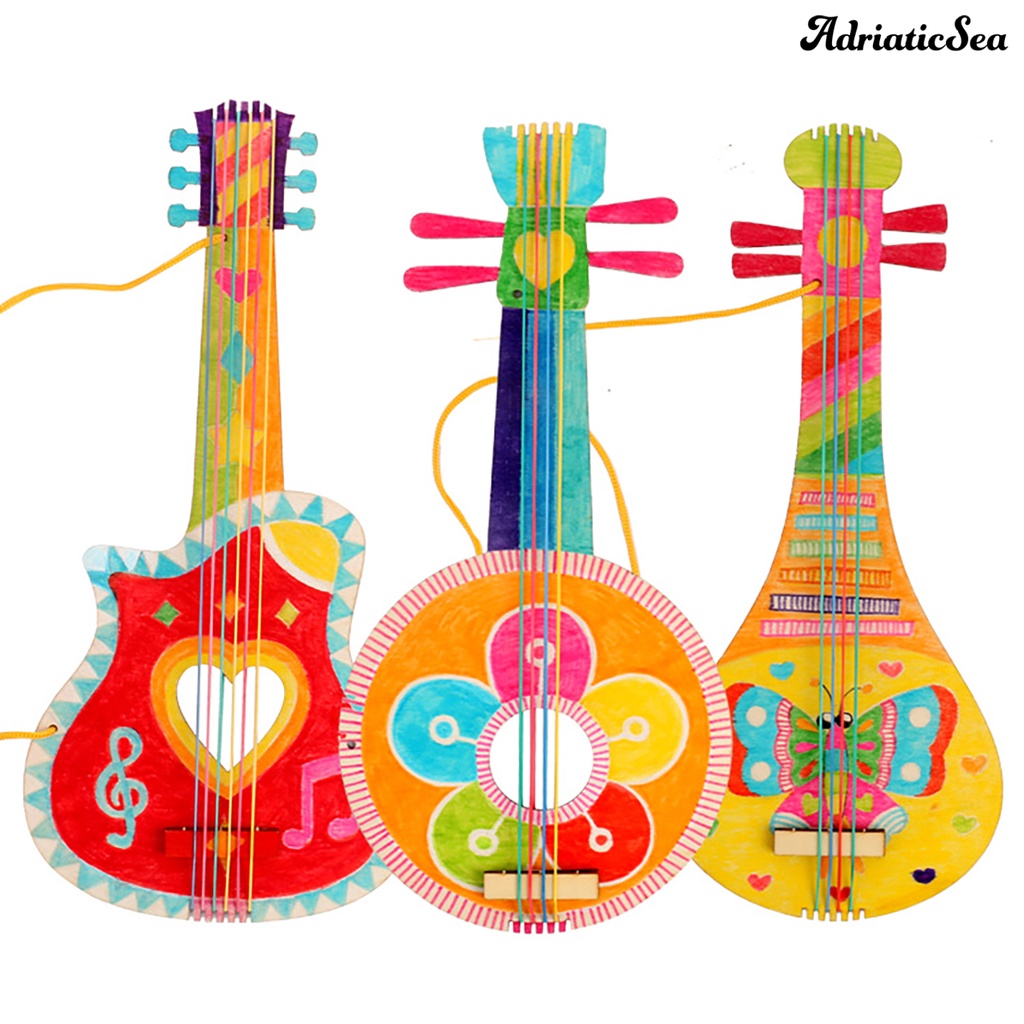 Đàn Guitar Bằng Gỗ Thủ Công DIY Sáng Tạo Cho Bé