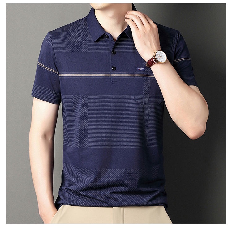 Áo Thun Polo Plus Size Tay Ngắn Có Túi Phong Cách Hong Kong Dễ Phối Đồ Cho Nam