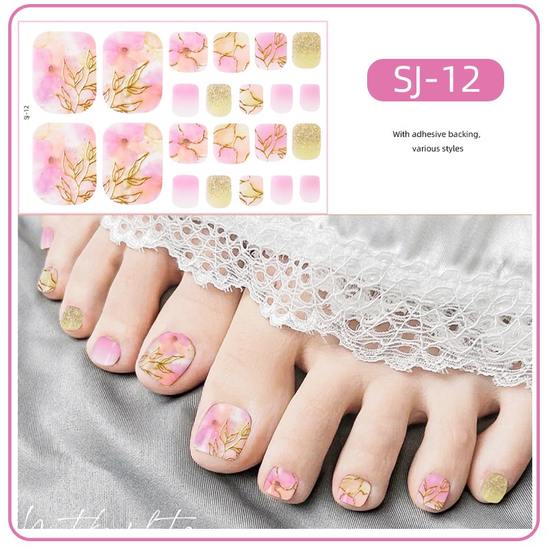 Fh / SJ 01-16 Nhãn dán móng tay thông thường ngón chân DIY  Nhãn dán thông thường thời trang 22 Cái / tờ