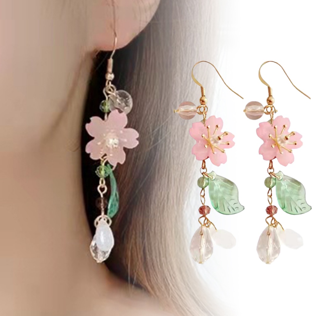 1 đôi bông tai nữ độc đáo sang trọng tất cả phù hợp dài trang trí kim loại trang trí hoa anh đào dangle bông tai quà tặng