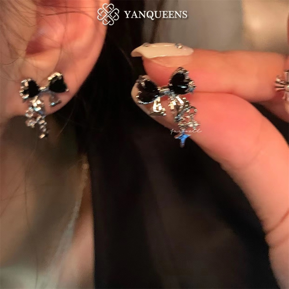Bông tai YANQUEENS đính nơ zircon thời trang cho nữ/ 3 kiểu