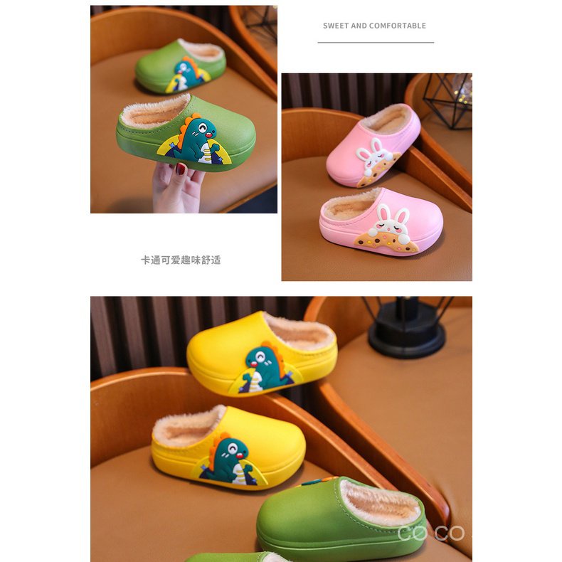 Dép Bông Đi Trong Nhà Chống Trượt Chống Thấm Nước Họa Tiết Hoạt Hình Dễ Thương Cho Bé