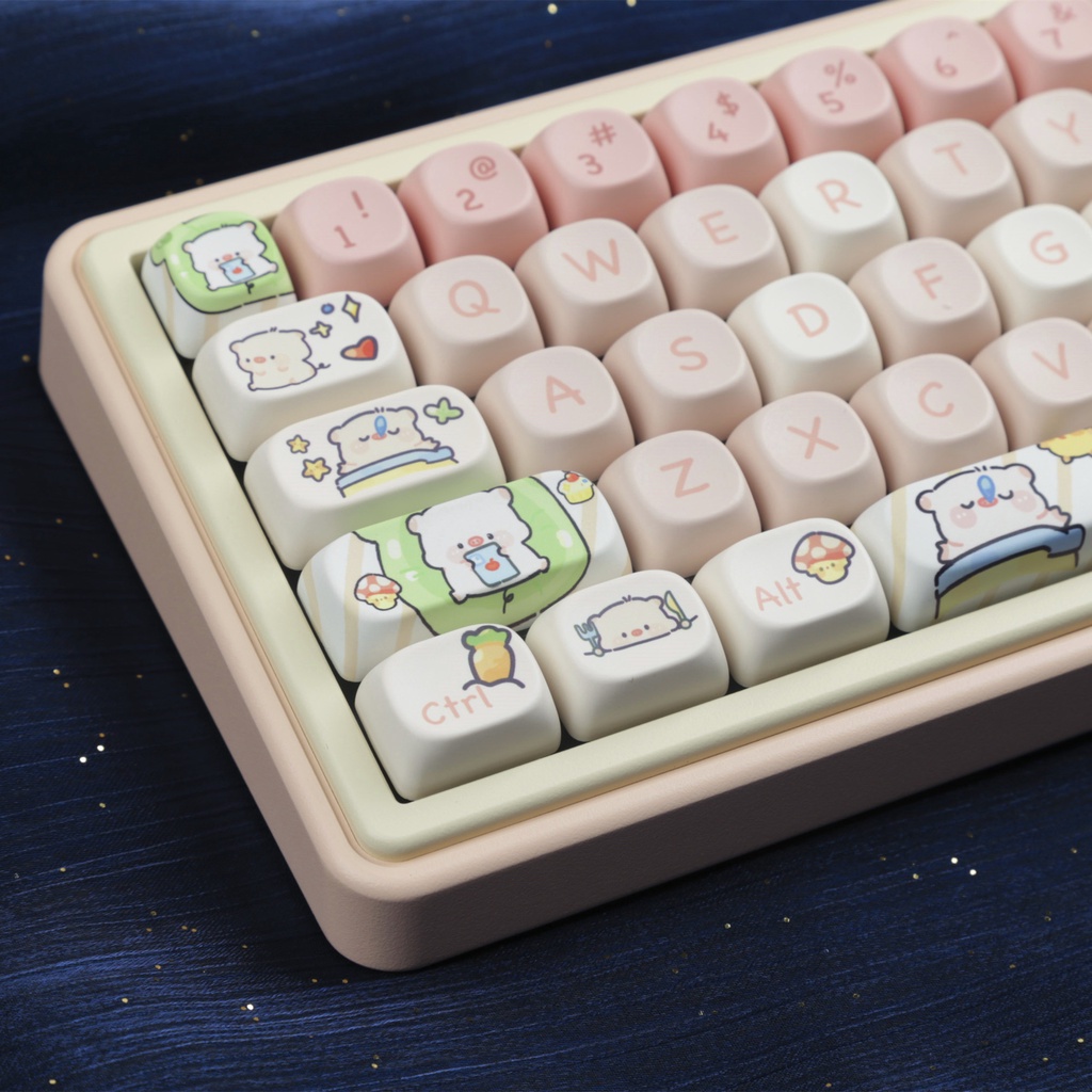 Heo Hồng Keycaps MOA Profile Hoạt Hình Dễ Thương PBT Dye Sub bàn phím cơ Keycap