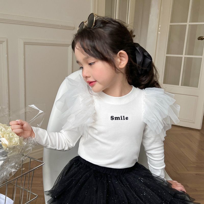 Áo Thun cotton Tay Dài Dáng Ôm Thời Trang Mùa Xuân Xinh Xắn Cho Bé Gái