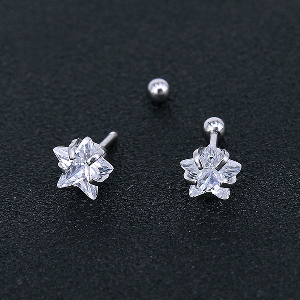 1 cặp màu thạch thời trang tinh tế phụ nữ rực rỡ bông tai ngôi sao sáng bóng pha lê zircon y2k đinh tán tai bằng thép titan