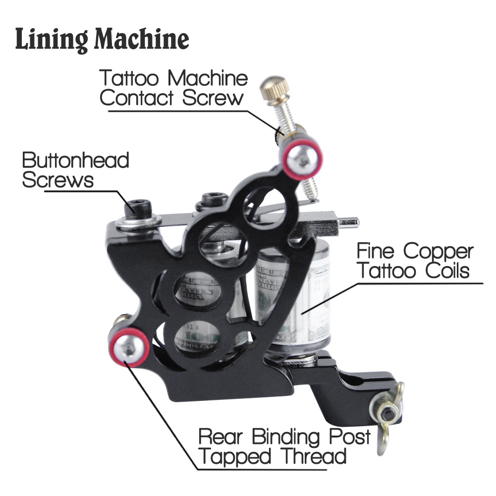 Máy xăm 1pc cho đường kẻ và bóng máy xăm quay phụ kiện hình xăm gang bọc cuộn công cụ hình xăm cho nghệ thuật cơ thể