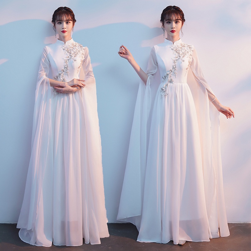 Váy dạ hội nữ váy phong cách trung quốc guzheng biểu diễn quần áo người lớn tính khí hợp xướng biểu diễn mặc h239