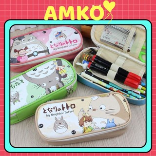 Hộp bút da PU nhiều ngăn TOTORO, túi hình Liên minh LOL nam, bóp viết cỡ to chống nước đựng máy tính và nhiều bút thước