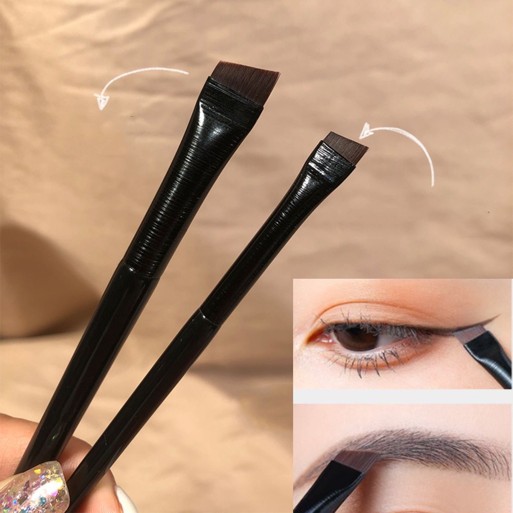: Còn hàng mới 2 cái / bộ brow contour brush eyebrow eyeliner brush portable small angled eyebrow liner brush women makeup cosmetic tools