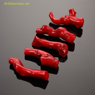 Artglorious 5 cái không thường xuyên san hô đỏ tự nhiên hạt rời cây cành san hô mặt dây chuyền ch vn
