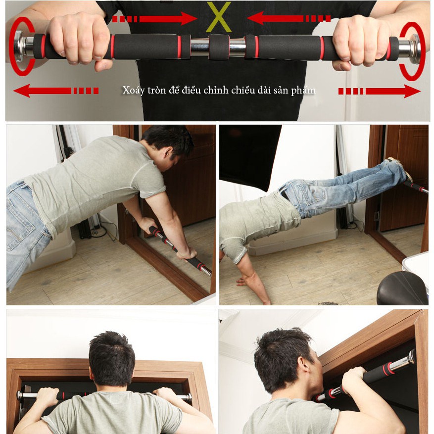 Thanh tập xà đơn treo tường gắn cửa nhiều cỡ từ 62-150 tùy chỉnh phù hợp tập gym tại nhà tăng cơ bắp miDoctor