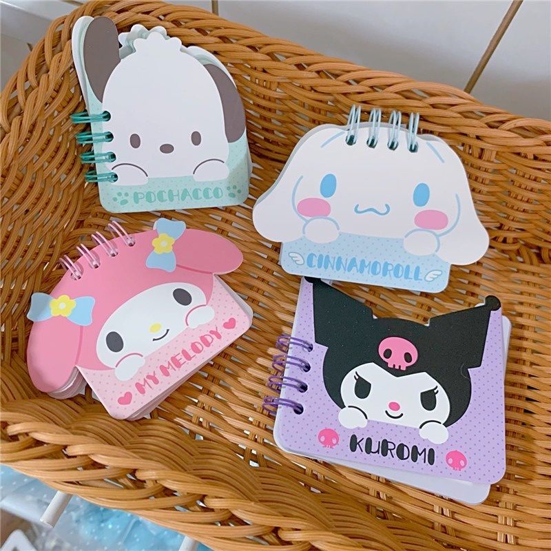 Kawaii sanrio coil notebook shaped small coil notebook kids kuromi cinnamoroll my melody office phụ kiện