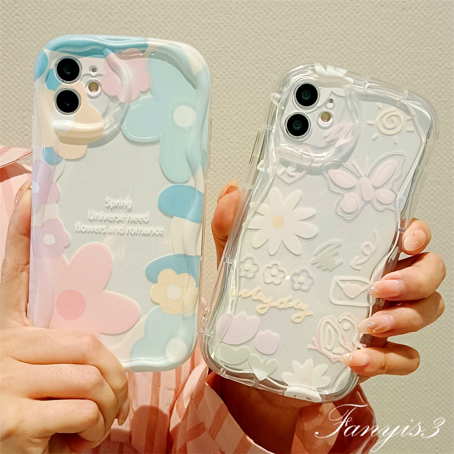 Ốp Điện Thoại Silicone Mềm Họa Tiết Hoa 3d Gợn Sóng Cho iphone 15 14 13 12 11 pro max x xr xs max 8 7 6s plus se 2020