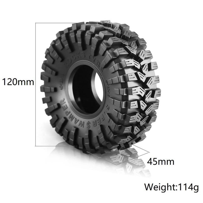 Bộ 4 Bánh Xe Cao Su 120mm 1.9in Cho Xe Điều Khiển Từ Xa traxxas trx4 rc4wd d90 axial scx10 90046 ii redcat