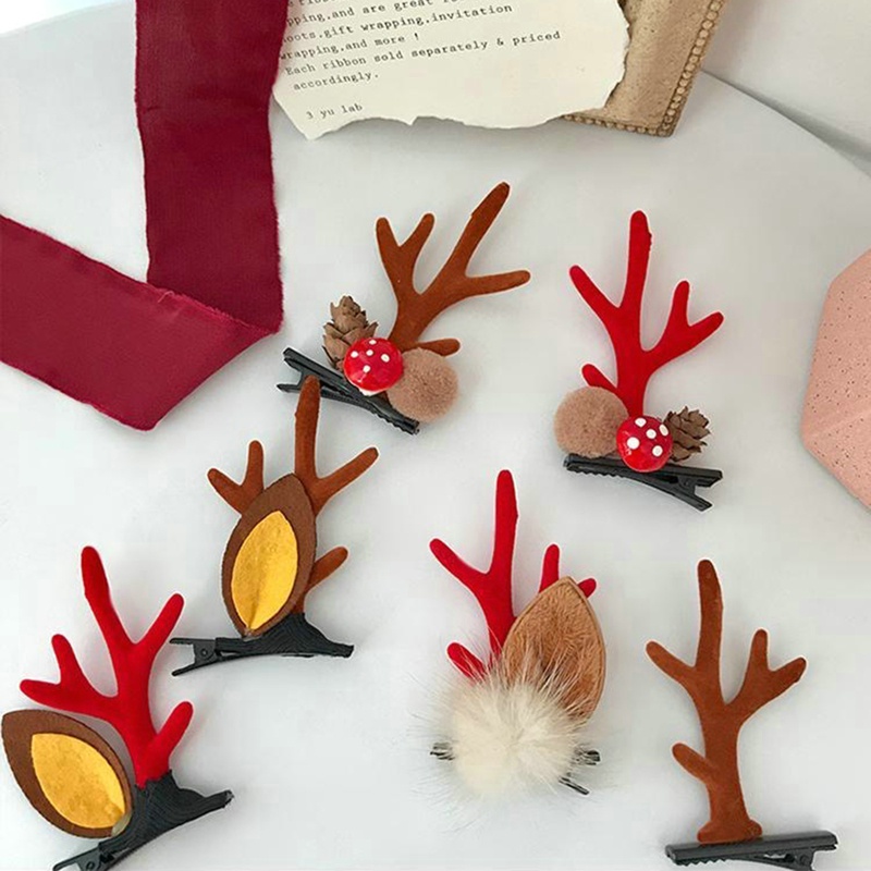 Kẹp Tóc Hình Sừng Tuần Lộc Giáng Sinh Dễ Thương Cho Bé Gái