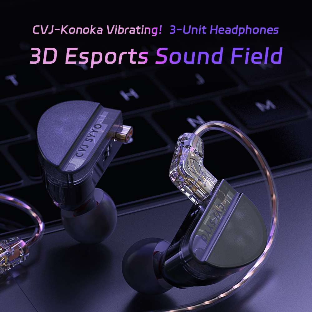 Tai nghe in-ear cvj konoka 1dd + 1ba + 1vibration driver với 3d hifi triple hybrid
