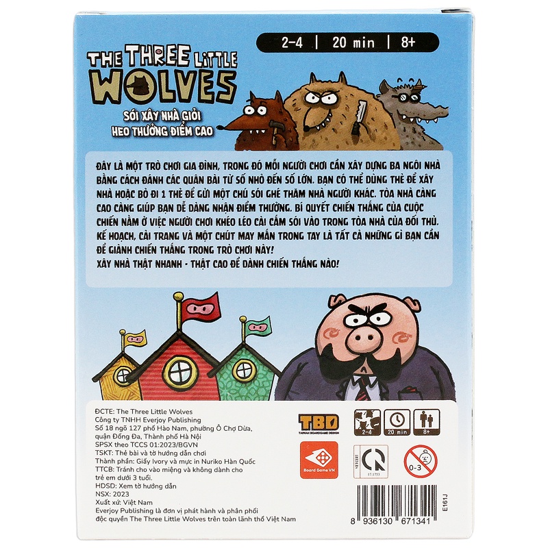 Boardgame Three Little Wolves - Sói Xây Nhà Giỏi Heo Thưởng Điểm Cao