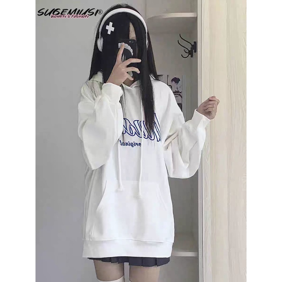 Sugemiusi Áo Khoác Hoodie Dáng Rộng In Chữ Feel Thiết Kế Đơn Giản Thời Trang Mùa Thu Dành Cho Cặp Đôi