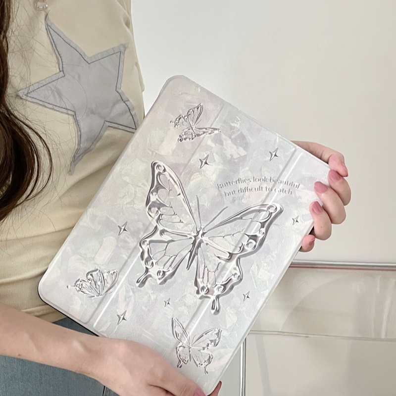 Silver star butterfly anti-fall silicone soft chống va đập cho ipad mini 6/5 ipad 9,7 5 6th air 3/4/5 ipad 10,2 7th/8/9/10th pro 11 2022 ipad pro 2021 2020 giá đỡ ipad