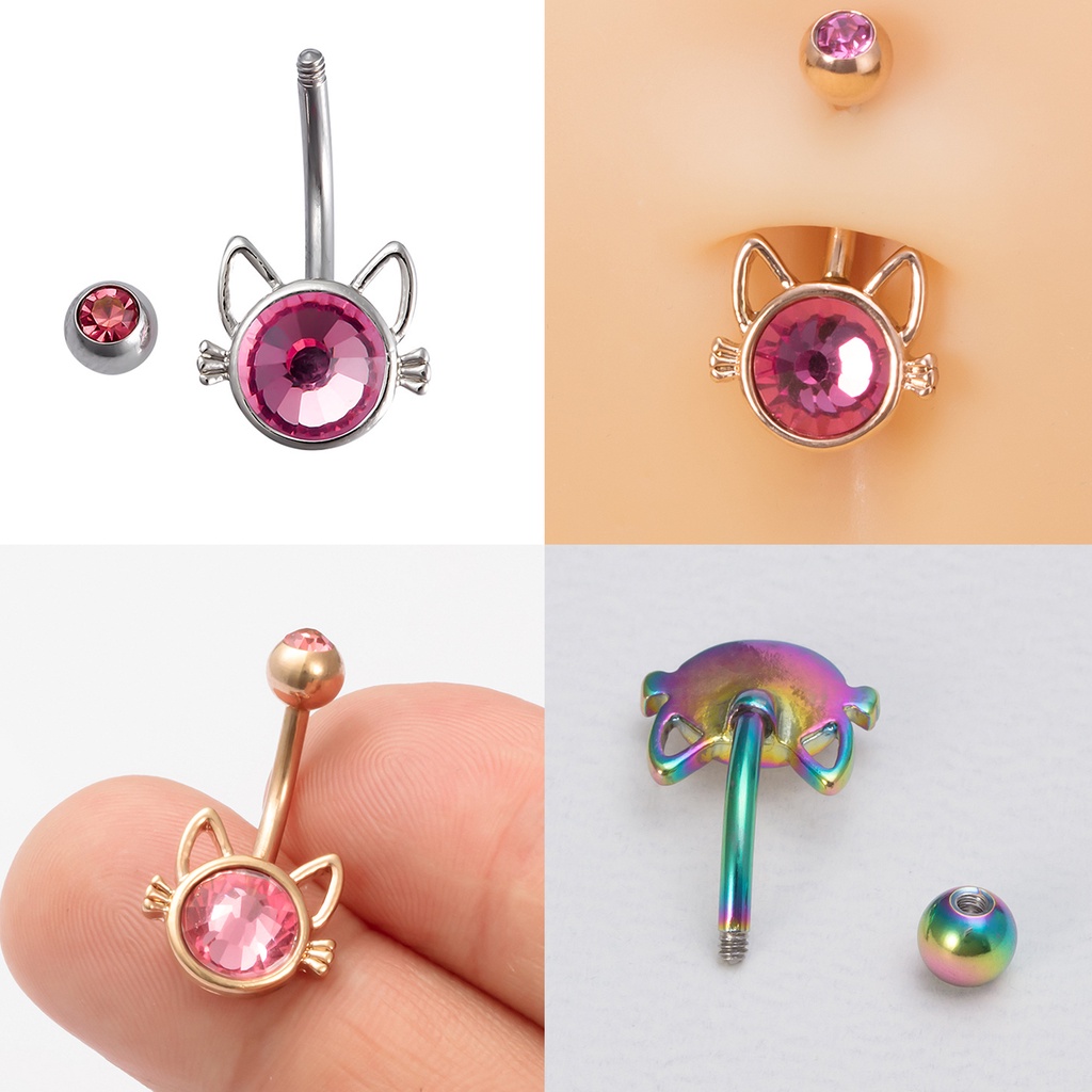 1 Khuyên Rốn Hình Mèo Hoạt Hình Dễ Thương