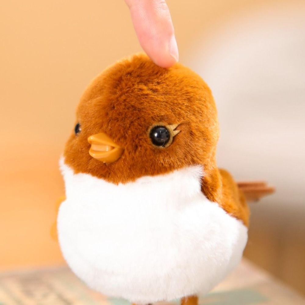 Ivanes Đồ Chơi Lên Dây Cót Hình Chim Sẻ Nhảy Lên Gió Bằng Vải Bông Giống Thật Dễ Thương Cho Bé Tập Bò / Trẻ Mới Biết Đi