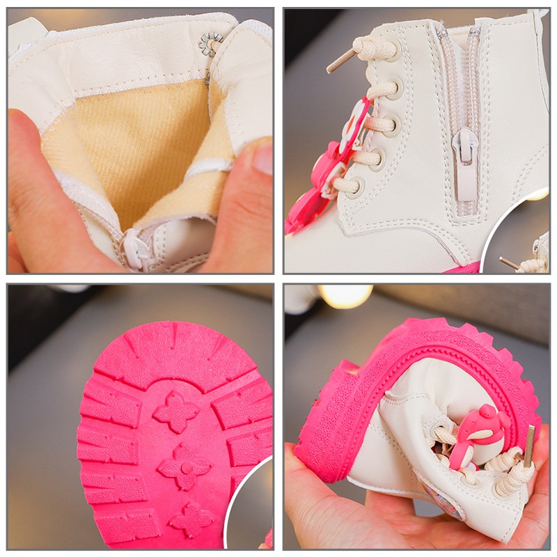 Doremi Bốt da trẻ em cô gái thời trang martin boots phong cách anh bốt mắt cá chân