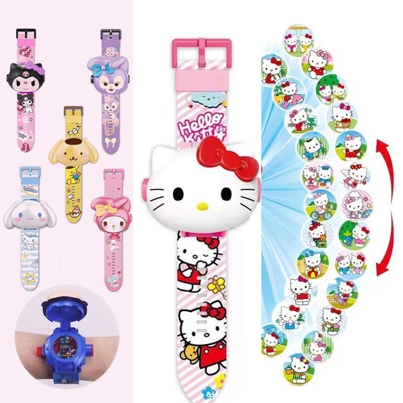 Kawaii sanrio projection watch mymelody hello kitty kuromi cartoon new watch projector watch watch đồng hồ đồ chơi trẻ em đồng hồ học sinh