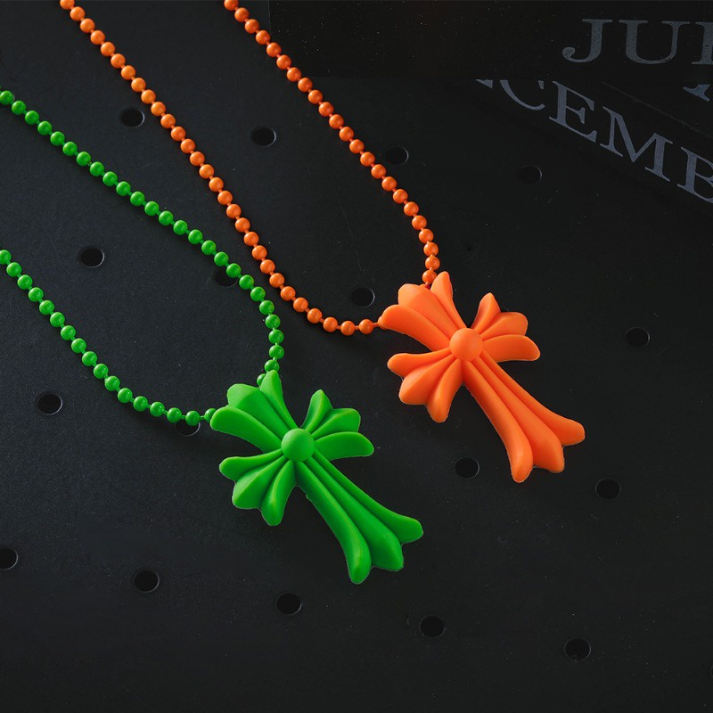 Xesi summer color chuỗi hạt vòng cổ cross painted multi-color hip hop hiphoop chuỗi xương đòn nam và nữ