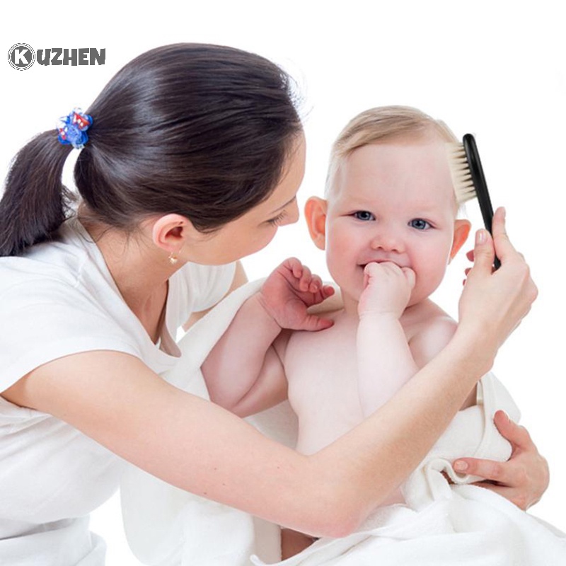 Bàn chải trẻ em kuzhen lông len mềm tự nhiên bàn chải tắm cho trẻ sơ sinh lược đầu mát xa bàn chải tóc sơ sinh món quà hoàn hảo cho bé hot