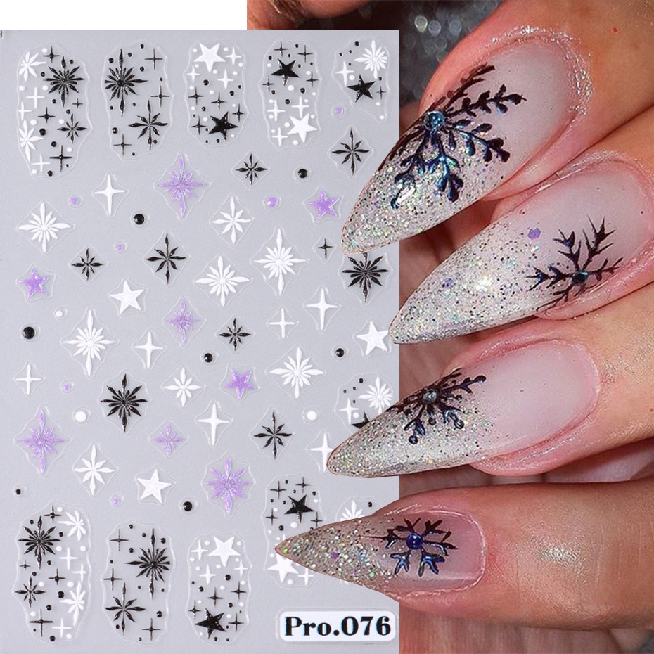 Miếng Dán Trang Trí Móng Tay 5d Hình Bông Tuyết Giáng Sinh Năm Mới