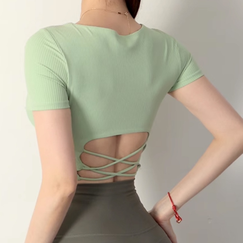 Áo thun ANRAN tay ngắn dáng ôm có mút đệm thời trang quyến rũ thời trang cho nữ