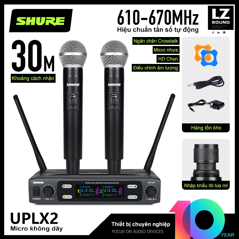 micro không dây SHURE UPLX-2 mic hát karaoke microphone Chất lượng âm thanh trung thực cao Khoảng cách nhận ăng-ten kép