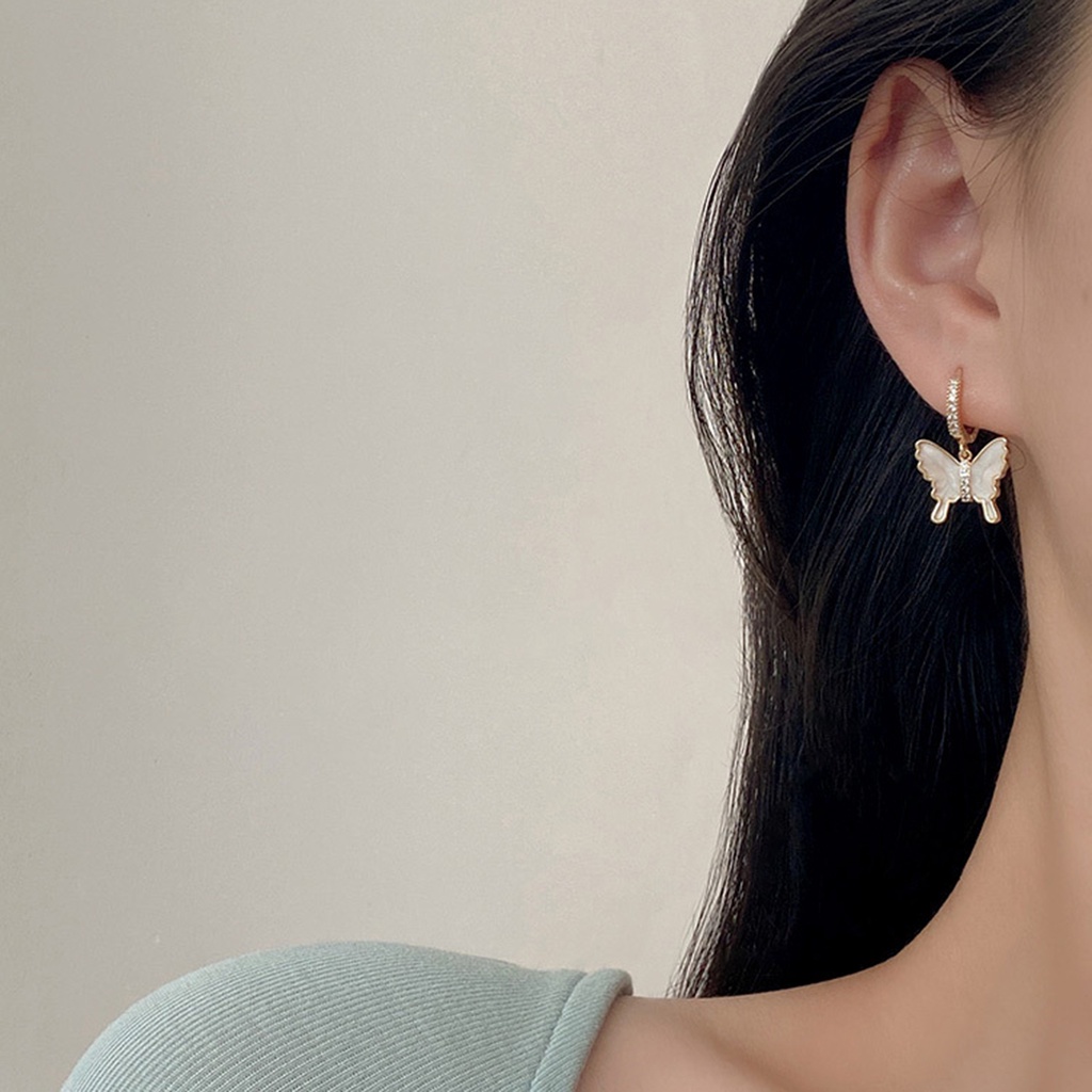 1 Đôi Bông Tai Hình Bướm Đính Đá Zircon Thời Trang Nữ