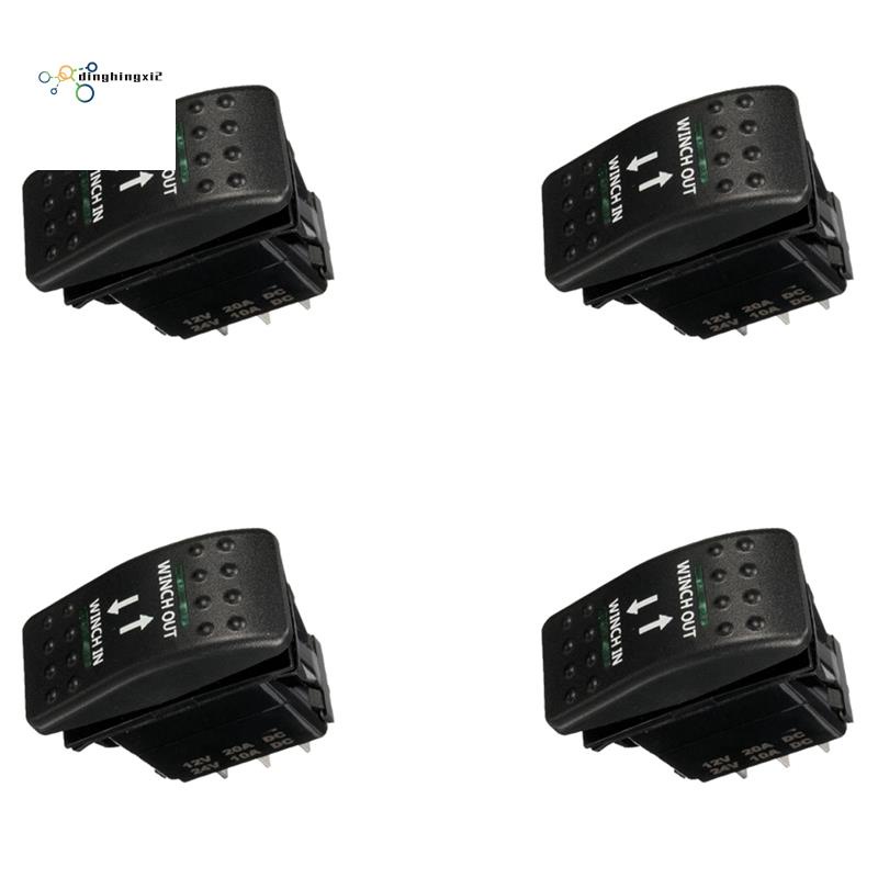 Set 4 Công Tắc Bật Tắt Có Đèn LED Xanh Lá 12V 20A 7 Pin