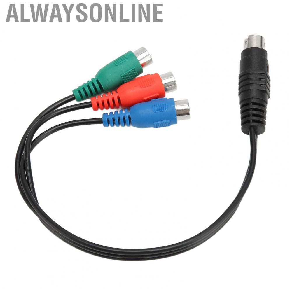 Alwaysonline S Video 7 Pin Male to 3RCA Female Cable High Accuracy AV Sound Adapter 0.9ft audio line