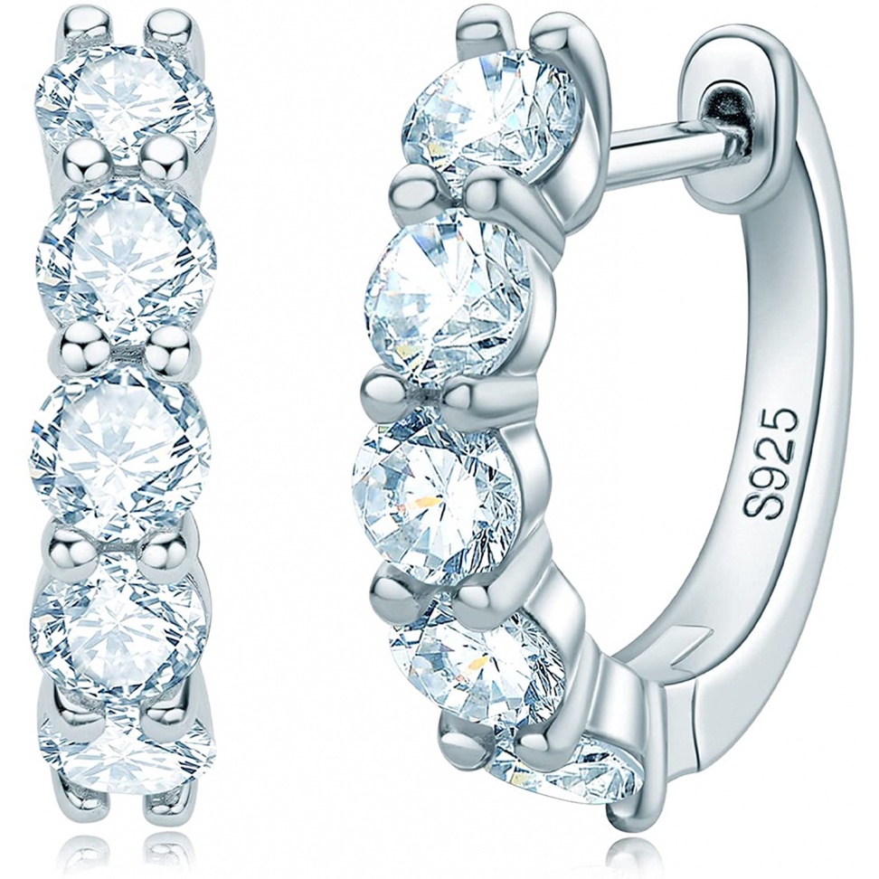 Moissanite Hoop Earrings , D-E Color Moissanite Simulated Diamond, Bông Tai Mạ Vàng 925 Đính Kim Cương Nhân Tạo Màu Sắc 18K Trắng / Vàng 14K Không Gây Dị Ứng
