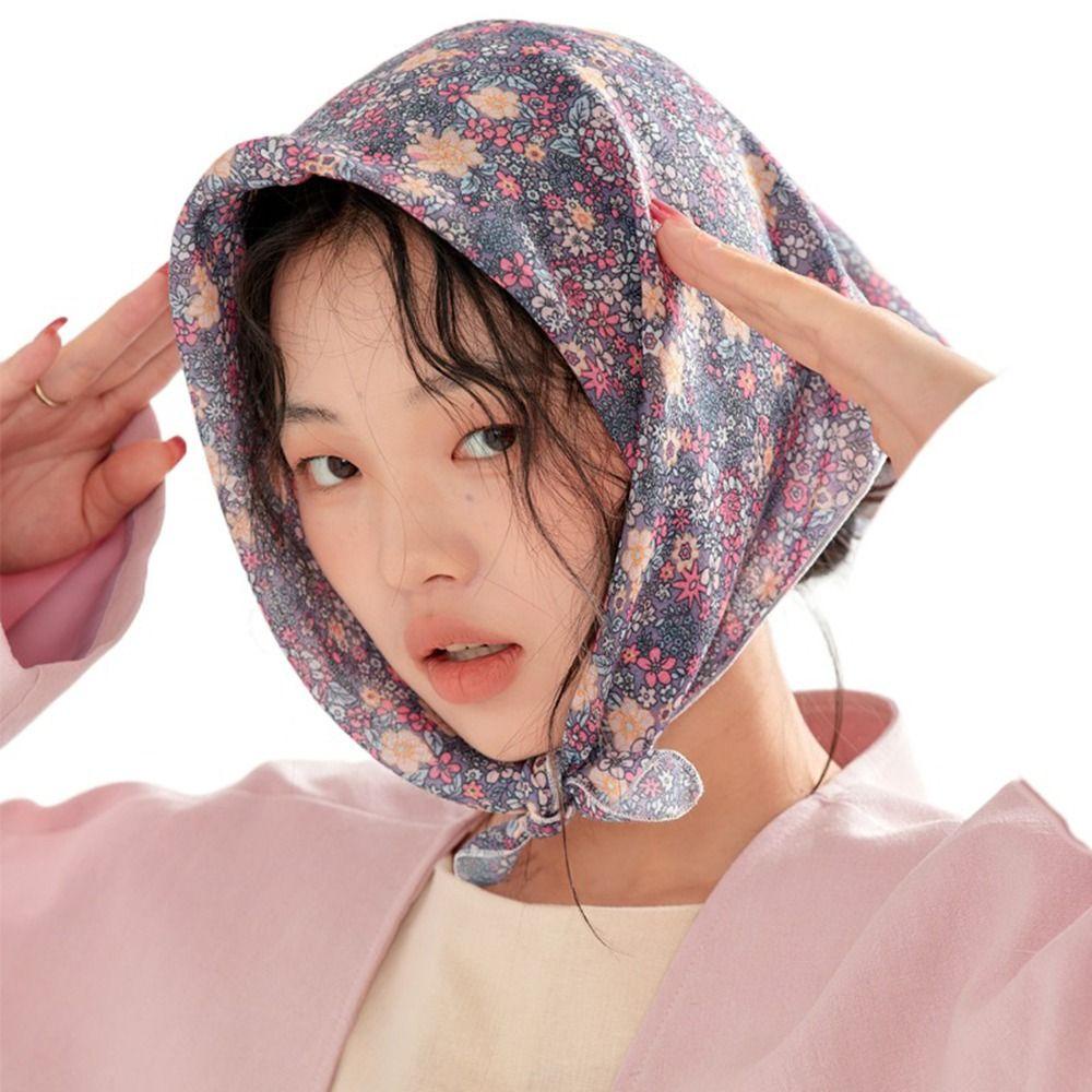 Khăn Choàng Cổ Hình Vuông Chống Nắng In Họa Tiết Kẻ Sọc Phụ Kiện Cho Nữ VANES1