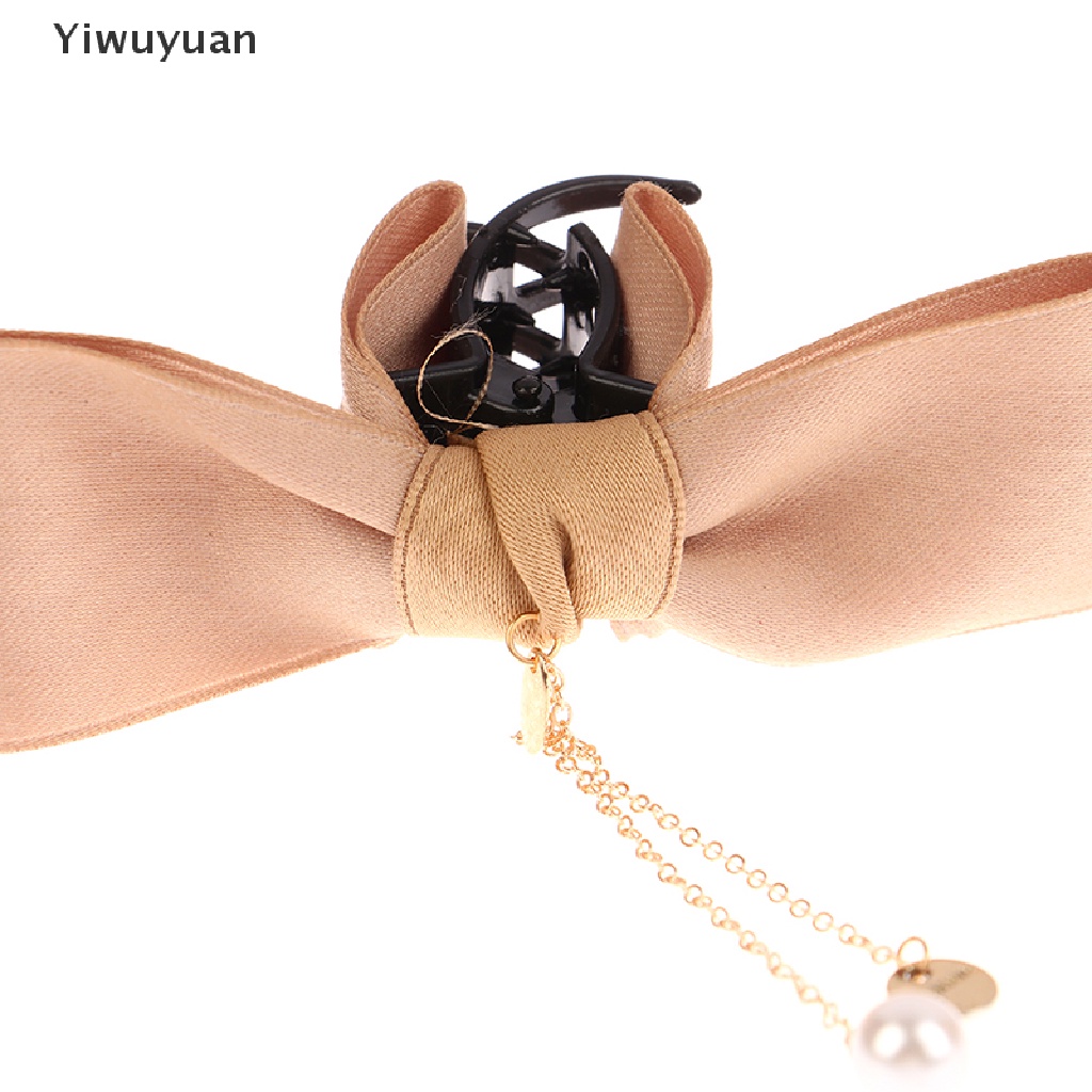 < Yiwuyuan > Kẹp Tóc Càng Cua Đính Hạt Ngọc Trai Và Kim Loại Chiffon Thanh Lịch Ngọt Ngào Trang Trí Tóc