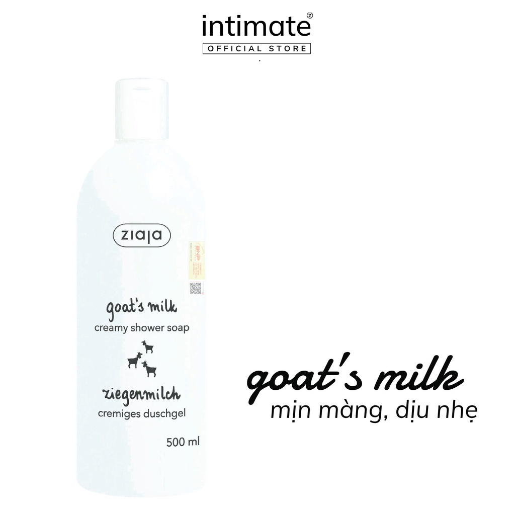 Sữa Tắm Dưỡng Ẩm Goat's Milk Creamy Shower Soap ZIAJA Cung Cấp Dưỡng Chất Thiết Yếu, Giúp Da Sáng Mịn 500ml