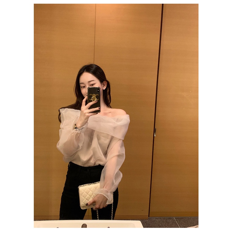 Sugemiusi Áo Sơ Mi Chiffon Organza Trễ Vai Thời Trang Xuân Hè Pháp Thiết Kế Sense Niche Cho Nữ