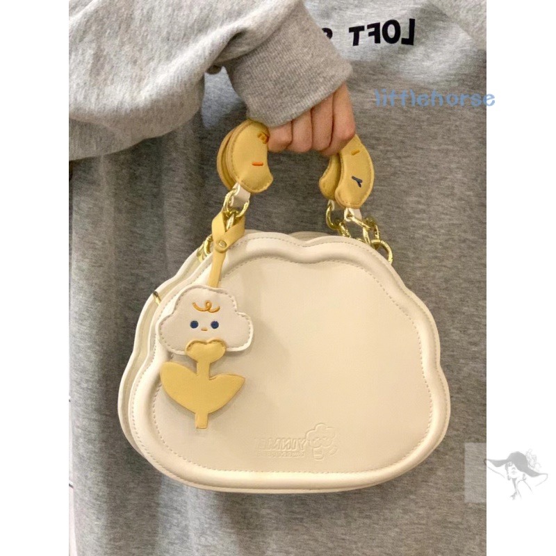 Niche Túi Đeo Chéo Một Bên Vai Hình Đám Mây Kem Nhật Bản Dễ Thương Đơn Giản Dễ Phối Đồ Cho Nữ
