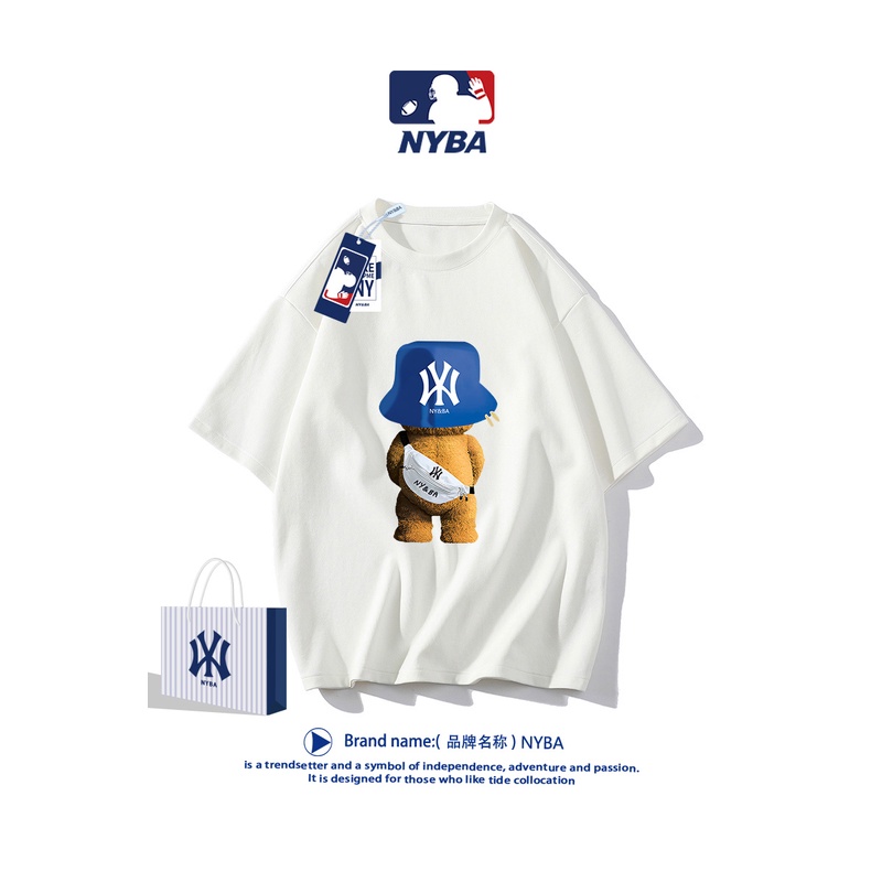 Áo Thun cotton Tay Ngắn Cổ Tròn Dáng Rộng In Chữ NY NY Cá Tính Hợp Thời Trang Cho Nam
